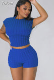 Bubble Texture Crop Top and Shorts Matching Sets Summer Clothes for Women Casual Two Piece Vacation Outfits