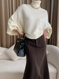 Khaki Big Size Knitting Sweater Loose Fit Turtleneck Long Sleeve Women Pullovers New Fashion Autumn Winter 2023