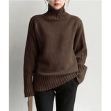 2021 Autumn Winter Loose Turtleneck Pullover Basic Warm Sweater for Women Korean Soft Kniited Solid Sweater