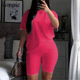 Summer Fashion White Black Casual Women Set Short Sleeve Shirt Tops And Bodycon Shorts Two Piece Sets Outfit Suit