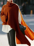 Long Sleeve Turtleneck Knit Pullover Loose Irregular