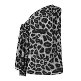 Fashion Satin Blouses Women Sexy Off Shoulder Long Sleeve Party Tops Casual Vintage Leopard Print Elegant Work