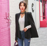 NEW Long Sleeve Cape Blazer Coat Women Notched Split Cloak Cape Jacket Suit Women's Blazer OL Office Workwear plaid