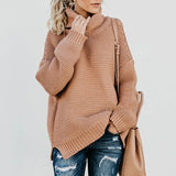 Autumn Winter Casual Thick Pullover for Women Warm Knitted Oversized Turtleneck Sweater Women's Green Tops Woman