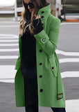 Autumn And Winter Large Size Hairs, Women's Coat Single Row Multi-Buckle And Button Collar