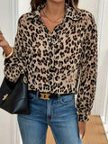 Elegant Leopard-Print Long-Sleeved Loose Shirt