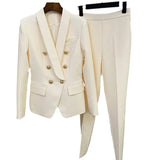 Professional Fashion Double-Dancing Green Fruit Collar Suit + Nine-Point Trousers Set Two