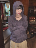 Blusas Mujer De Moda Fashion Korean Blouse for Women Hooded Blouses Long Sleeve Y2K Tops Loose Clothes Plaid Summer Shirts-Outfit
