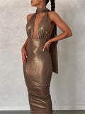 Spring Sexy Solid Cami Backless Bandage Bodycon Maxi Dresses Club Outfit For Women 2023 Party Long Dress Women