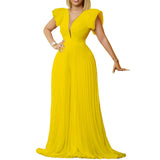 Summer Flying Sleeve Temperament Folding Deep V Collar Drag