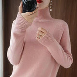 Turtleneck Sweater Cashmere Solid Knitted Pullover Tops Casual All-Match Long Sleeve Winter Thick Bottoming Shirt