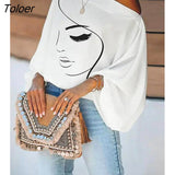 Woman Blouses 2023 Abstract Figure Print Lantern Sleeve Top Elegant Long Sleeve Shirt Oversized Loose Daily