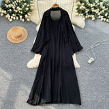 Wind Leisure Two Sets Of Women Loose Outside Thin Long-Sleeved Shirt Cover Skinny Sling