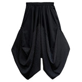 High Elastic Waist Black Striped Spliced Harem Trousers New Loose Fit Pants Women Fashion Tide Spring Summer 2023
