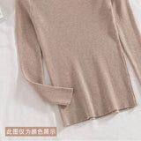 WOTWOY Ribbed Knitted Turtleneck Sweater Women Autumn Winter Slim Fit Basic Pullover Female Long Sleeve Black White