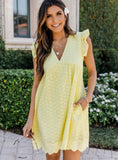 Dress Lace Jacquard Hollow Pocket