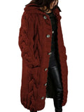 Autumer Winter Long Sleeve Top Crew Neck Women Sweater Knit Cardigan Pull Button Thick Warm Loose Casual Long Coat