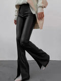 Women PU Faux Leather Pants High Waist Straight Sexy Female Split Trousers 2022 Atumn Winter Streetwear Vintage Slim