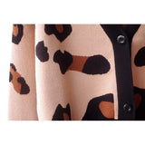 2021 New Leopard Pattern Cardigans Women Vintage V Neck Long Sleeve OL Knitted Cardigan Autumn Korean