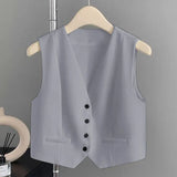Toloer Vest Women's Vest Outside The New 2024 Autumn White Slim Sleeveless Short Vest Jacket Clip-Outfit