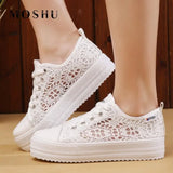 Sneakers Women Casual Lace Canvas Shoes Hollow Out Floral Platform Sneakers Ladies Vulcanized Shoes Zapatos De