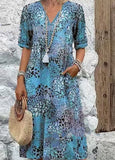 Fashion New Printed Lace V-Neck Short-Sleeved