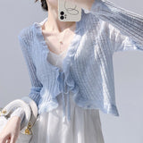 Knitted Cardigan Women's Thin Suspender Skirt With Air-Conditioning Blouse Summer Shawl Ice Silk Small Shoulder Fairy Gas Jacket-Outfit