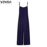Rompers Women Jumpsuits 2021 Summer Sleeveless Playsuits Casual Ankle-Length Wide Leg Pants Vintage