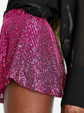 Fashion Women Shiny Sequined Shorts Sparkly Bottoms High Waist Summer Short Pants for Beach Nightclub Streetwear 2023-Outfit