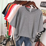 100% Cotton M-4XL T Shirt Solid Color Tshirt Basic Short Sleeve Women's Top Summer Couple O Neck Oversized T