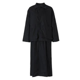Women Black Big Size Long Pocket Trench New Lapel Long Sleeve Loose Fit Windbreaker Fashion Spring Autumn 2023