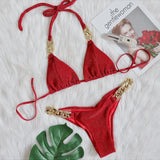 Toloer New Bikini, Gold Diamond Chain Split Swimsuit, Sexy Special Fabric Women's