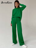 Casual Knitted Women Sweater Tracksuit Long Sleeve Winter 2021 Pullover Shirt Top High Waisted Pants Two Piece