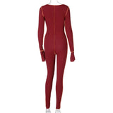 Solid Color Bandage Sexy V-neck Flared Sleeves Jumpsuits For Womens 2021 Spring Basic Streetwear Romper Stretchy
