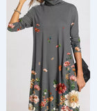 Fashion Printed Collar Long Sleeves Loose