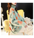 Plush Sweater Women Loose Turtleneck Female Pullovers Cute Fruit Printed Woman Sweater Winter Soft Sweet Thick