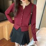 Single-Breasted Knitted Cardigan Jacket Women's Autumn And Winter New Style Underwear Soft Waxy Leisure Lazy Sweater-Outfit