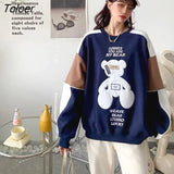 Color Bear Pullover Women's Spring 2022 New Fashion All-match Loose Pullovers Large Size Design Sense Printed