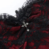 Black Lace Trim Emo Alternative Aesthetic Crop Tops Y2K Mall Goth Crop Tops Women Backless Sexy Strap Tanks gothic tops-Outfit