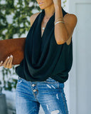 Independent Station Sexy Fashion Women's Wear New Fashion Style Pile Collar Sleeveless Blouse-Outfit
