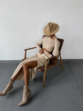 2022 Elegant Sexy Women Knitted Suit Turtleneck Sweater Top And High Waist Long Skirt Party Tracksuit Autumn