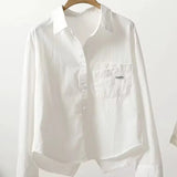 Shirt Women 2025 Spring And Autumn New Embroidery Letter Pocket Loose Casual Shirt Women Casual