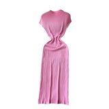 Temperament Dress Woman 2025 New High-End Sense Collar Short Sleeves To Retwept Body Knitted