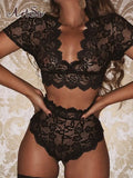 2 Pieces Lace Bra And Panty Set Women Sexy Crop Top Bodycon Intimates Lingerie Set Lace Brief Set Night