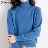 Thick Winter Sweater Women Turtleneck Pullovers Elegant Soft Basic Gray Knitted Jumpers Autumn Women's Turtleneck