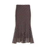Fashion Basic Wave Point Bump Low-Waisted Hottie Lotus Leaf Side Splicing Straight Half Skirt