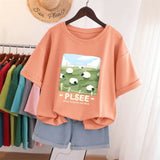100% Cotton L-6XL T Shirt Plus Size Tshirt Short Sleeve Solid Women Top Summer Print Couple O Neck Oversized T