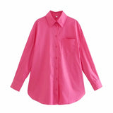 Ins14 Color Pocket Decoration Women's Basic Long-Sleeved Shirt In Spring And Summer Of 2024-Outfit