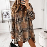 Summer Women Shirt Dress Plaid Oversize Ladies Short Dresses Irregular Long-sleeve Check Button Loose Casual Female