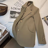 Toloer Suit Jacket Female GJ Sense Spring Autumn 2024 New White Korean Version Fashion Long Small Suit-Outfit